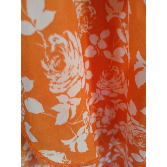 LuLaRoe Monroe Kimono With Fringe Open Waterfall Front - L- Orange/ White Floral - Picture 6 of 16